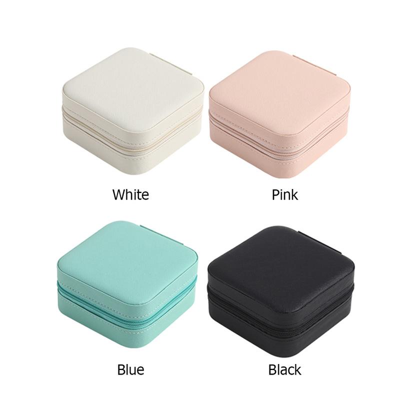 Jewelry Box Jewelry Organizer Display Travel Jewelry Case Boxes Portable Earring Holder Leather Portable Storage Zipper Box