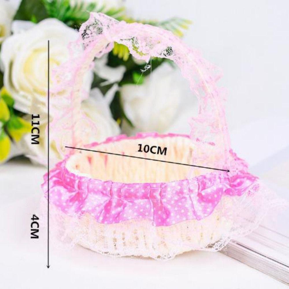 Hand-Woven Flower Lace Storage Basket Shopping Storage Hamper Basket For Plant Home Wedding