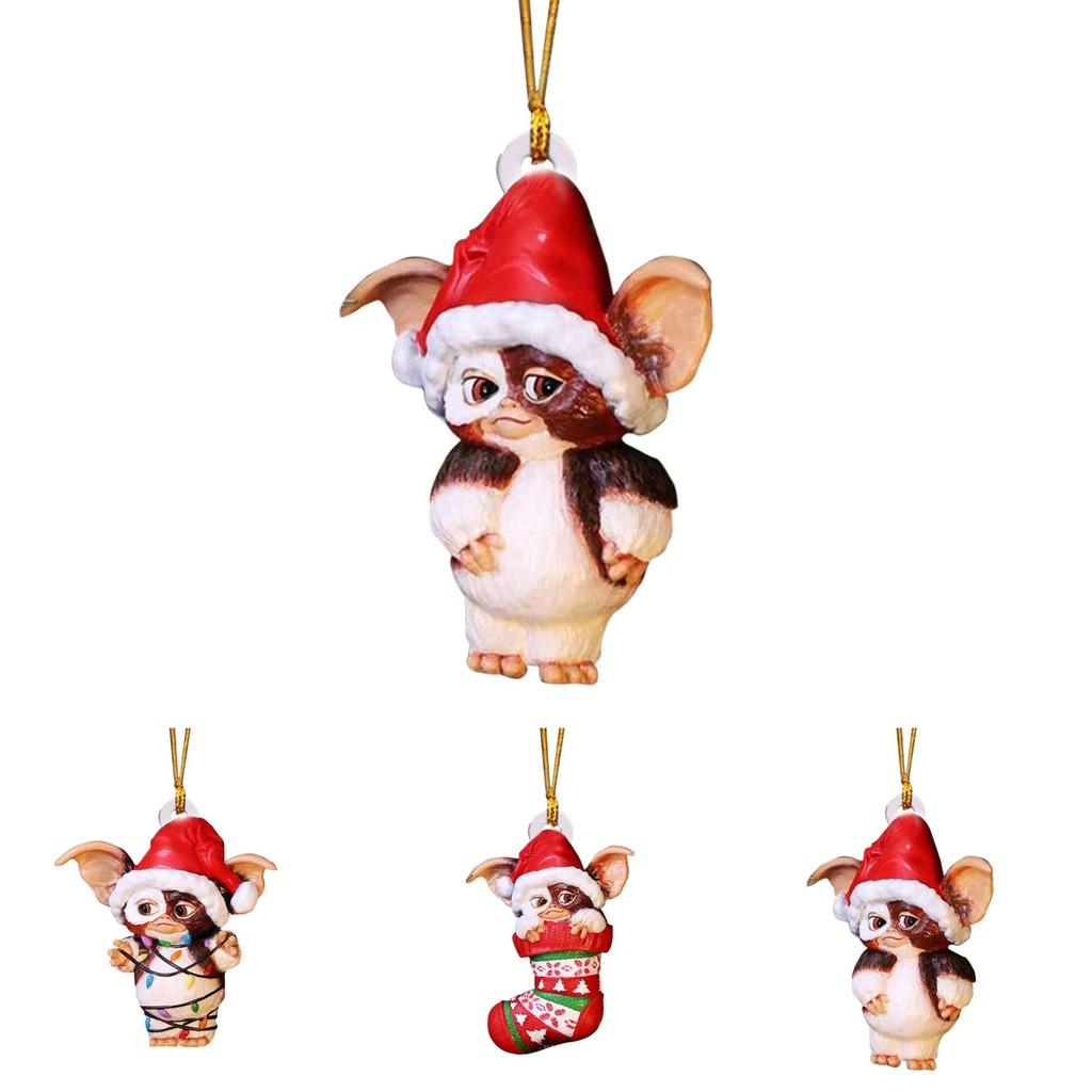 Merry Christmas Gremlins Gizmo Acrylic Santa Hat Pendant Xmas Tree Decor