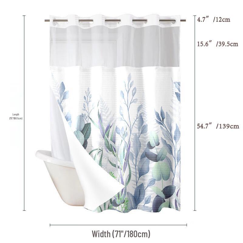 Handun Floral Double-Layer Polyester Shower Curtain