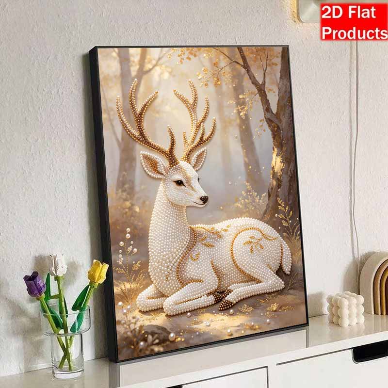 DIY Pearl Art Deer Painting Kit 5D Crystal Rhinestone Embroidery for Bedroom Living Room Wall Decoration Handmade Craft