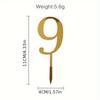 10pcs Acrylic Number Cake Toppers 0-9 for Birthday, Wedding - Golden Dessert Table Decorations.