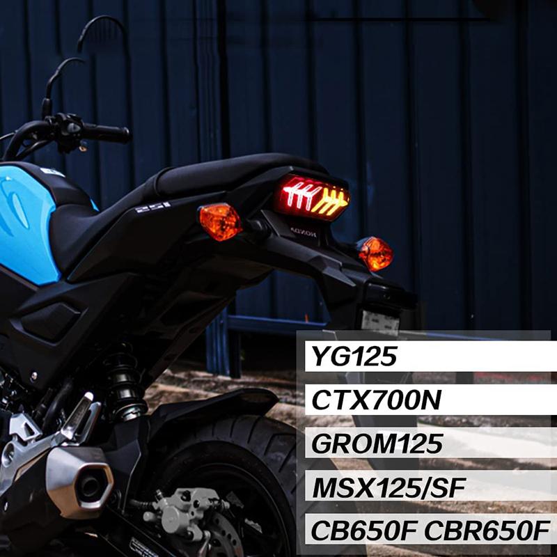 TWOM LED Integrated Brake Tail & Turn Signal Lights For Honda Grom MSX 125 & CBR650F ABS – Rear Fit, 12V