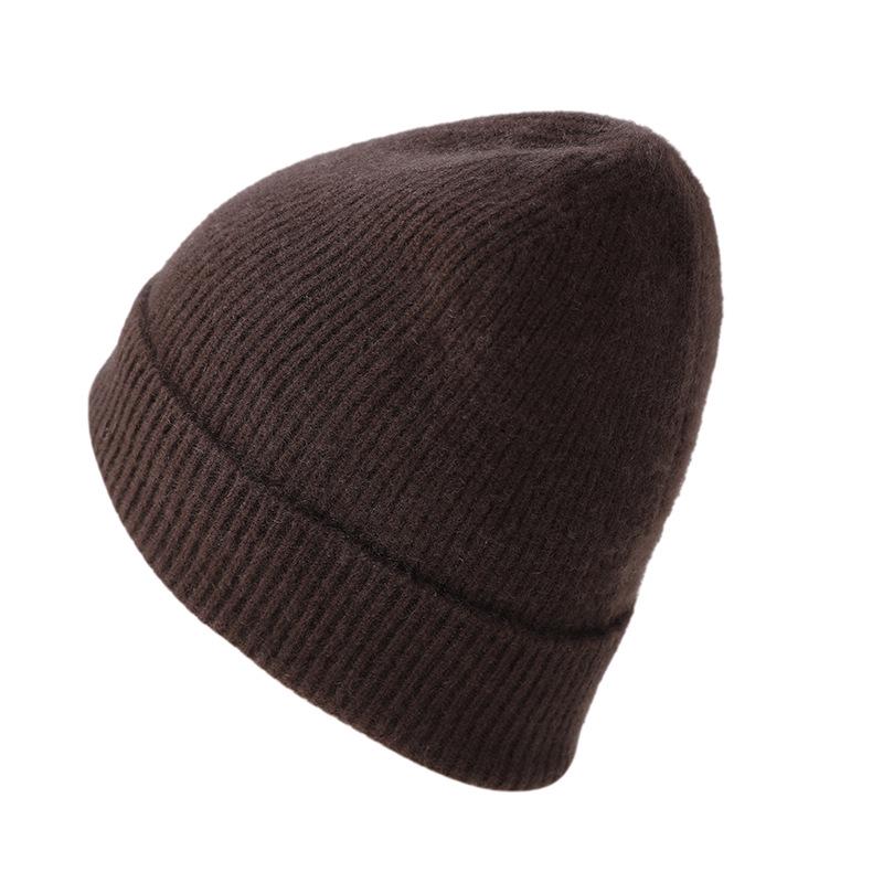 Women's 100% Pure Cashmere Hat - Stylish Solid Color Ear Protection for Autumn/Winter