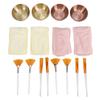 16-teiliges Gesichtsmasken-Mischschüssel-Set 4 Stück Edelstahl-Schüsseln Fächerpinsel Flachkopf-Pinsel Fleece-Stirnbänder Gold Silber