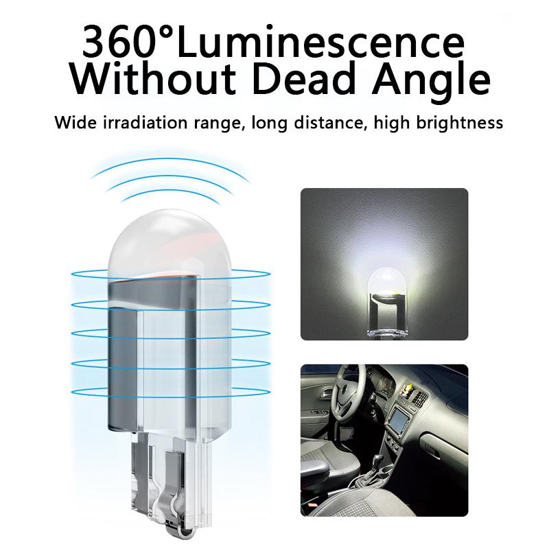 Car LED T10 W5W Canbus Glass Car Light COB Clear 6000K Reading Dome Lamp Marker Wedge License PlateLight Bulb 168 194 192 DC 12V