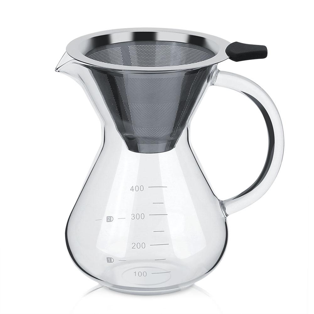 400ml Glass Hand Drip Coffee Maker Filter Pot with Scale Office Home