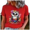 Damen Polyester 100% Bunter Eulenprint T-Shirt Lockerer Rundhalsausschnitt Lässig Kurzarm Mode Top Großhandel Kleidung Sommer