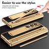 PU Leather Glass Film Pen Slot with Pen Phone Case for Samsung Galaxy Z Fold 8 6 5 4 3 Fold6 Fold8 Ultra Hinge Protection Cover