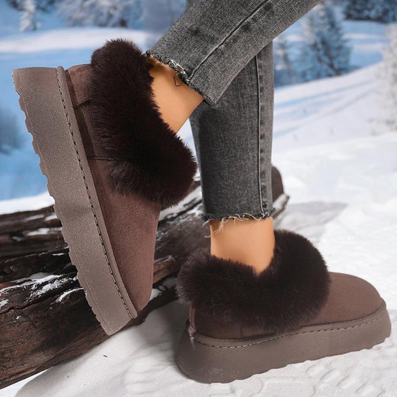 Μόδα Χειμώνας Μεγάλα Μεγέθη 44 Μπότες Χιονιού Γυναικείες Χοντρή Σόλα Ζεστές Μποτάκια μέχρι τον Αστράγαλο για Γυναίκα Άνετα Κοντά Βελούδινα Αντιανεμικά Μποτάκια Κυρίες