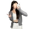 Hong Kong-Style Soft Knit Cardigan: Women's Long Sleeve Petite Sweater for Spring and Autumn