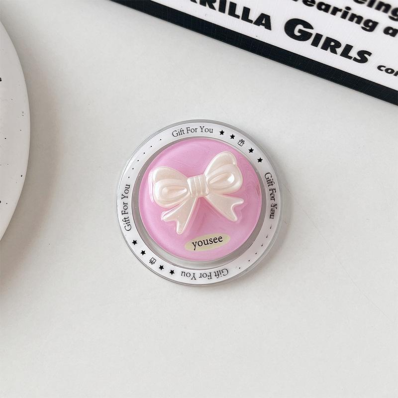 Solid Color Bow Mobile Phone Case Magnetic Airbag Bracket Retractable Wind Ring Buckle Desktop Support Frame