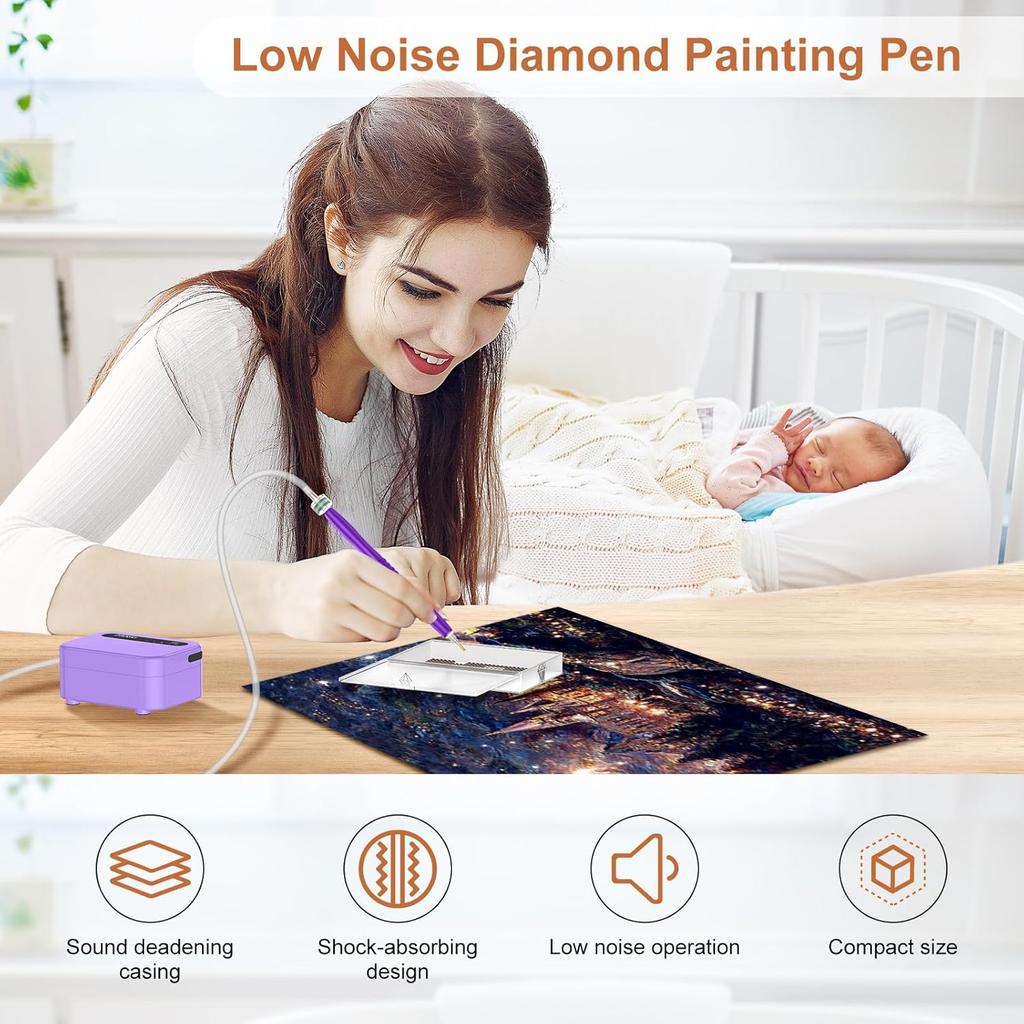 Diamond Art Painting Pen, 1500mAh Rechargebale Vacuum Diamond Art Pen Kits for Adults with USB Charge, Electric Diamond Art Accessories Tools with
