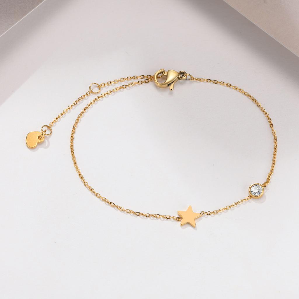 Chic Geometric Zircon Bracelet for Women Stainless Steel Cross Zircon Bracelets Gold Plated Fashion Charm Jewelry Christmas Gift