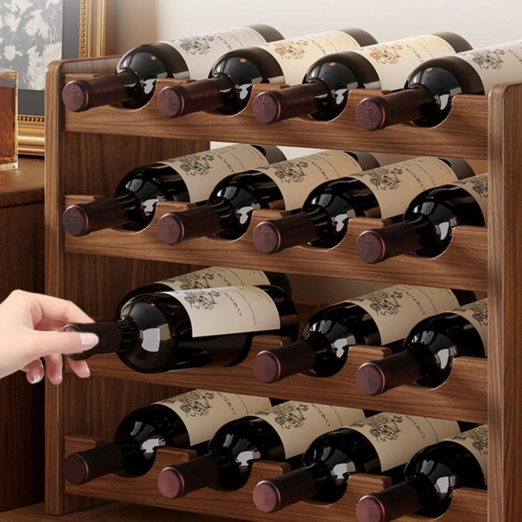 Freestanding Wine Organizer Easy Assembly Bar Furniture Solid Wood