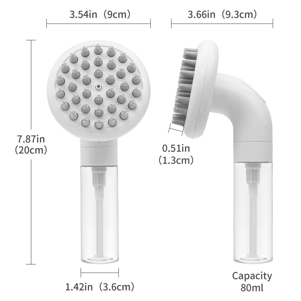 Dog Bath Brush 3 In1 Dog Shampoo Brush Soft Silicone Dog Brush for Pet Grooming Washing Soap Brush 36 Clean Massage Brush Head