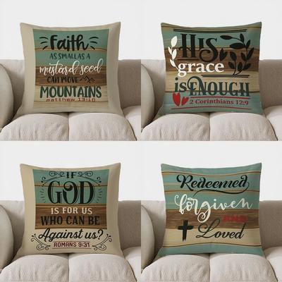 Home Decor Faith As Small As Mustard Seed Moves Mountains Pattern Cushion Cover Suitable For Sofa Bedroom Car Pillow Cover