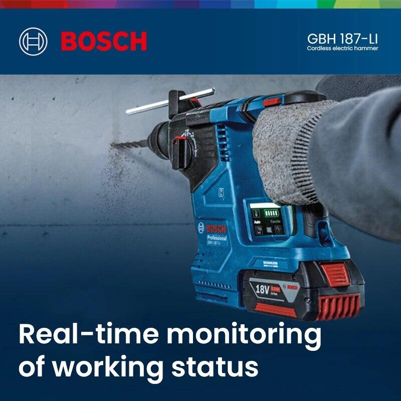 Bosch GBH 187 Ciocan electric fără fir Ciocan rotativ inteligent Multifuncțional Burghiu cu impact fără perii Control APP FĂRĂ baterie