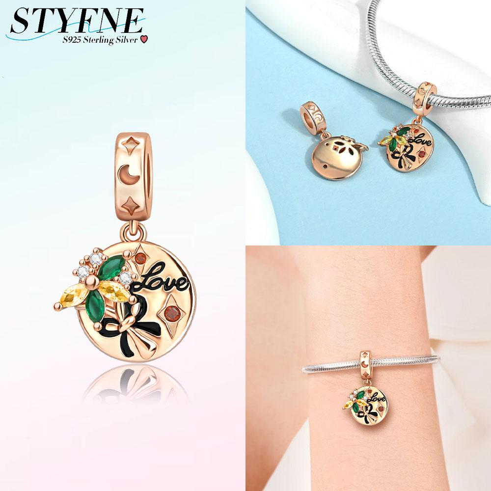 Original Koppar Roséguld Kärlekshjärta Fjäril Luftballong Berlocker Pärlor Passar Armband Dam Smycken DIY-tillbehör Gåva