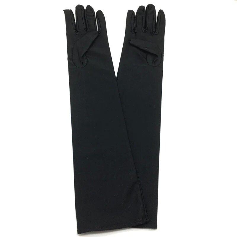 

Классические перчатки для солнцезащитных вечеринок, длинные женские перчатки, удлиненные, 1 пара, на локте, модные, для оперы, танцев, ручной работы чёрный