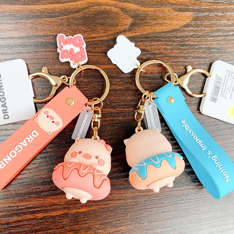 Key Pig Charming Ring Cartoon Style Metal Keychain Perfect For Gift Giving