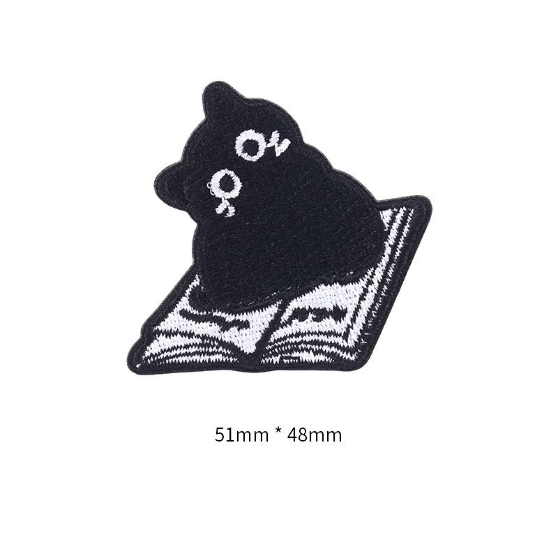 Self-Adhesive Black Cat Cloth Sticker, Clothes, Holes, Embroidery Patch Sticker, T-Shirt, Pants Pattern Decal, No Trace Repair Subsidy