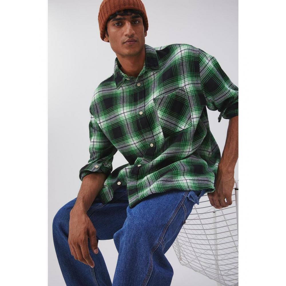 

Рубашка HM из хлопкового твила в зеленую клетку 1083896002