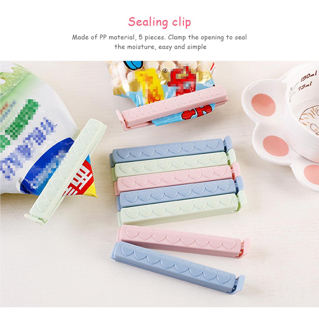 5 pinzas para bolsas de almacenamiento de alimentos, resistentes a la humedad, mini sellador, herramienta de sujeción, accesorios de cocina, organización.