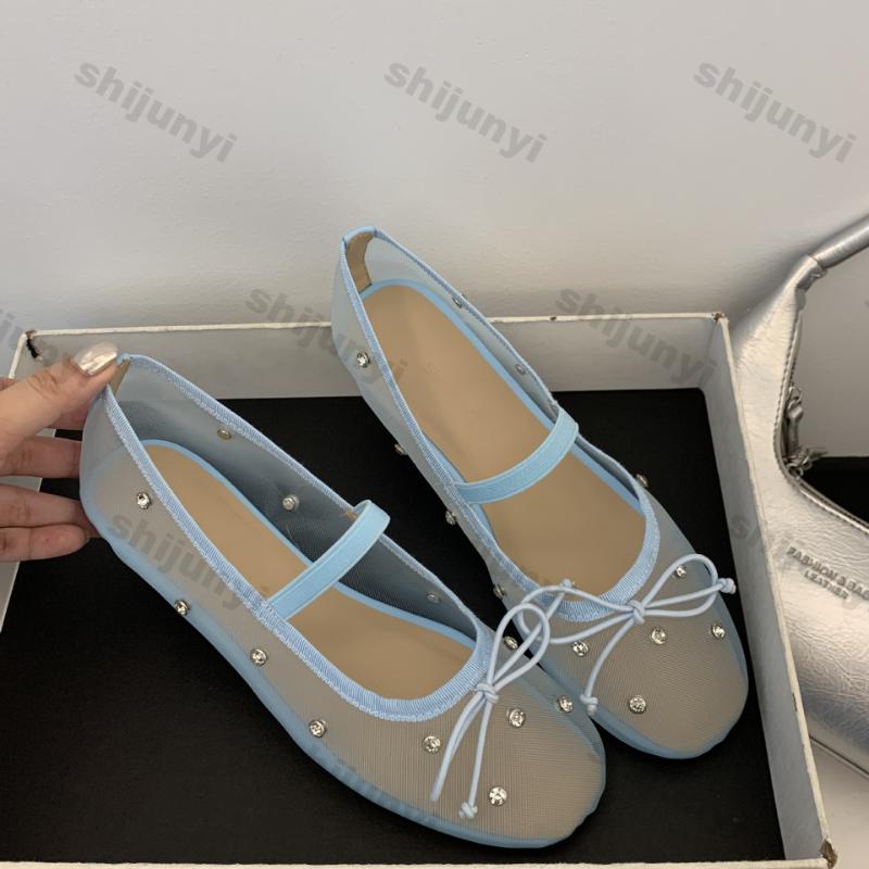 Women Flat Bows Single Shoes Summer New Fashion Shallow Ladies Elegant Ballerinas Shoes Soft Flat Outdoor Casual Mary Jane Shoes