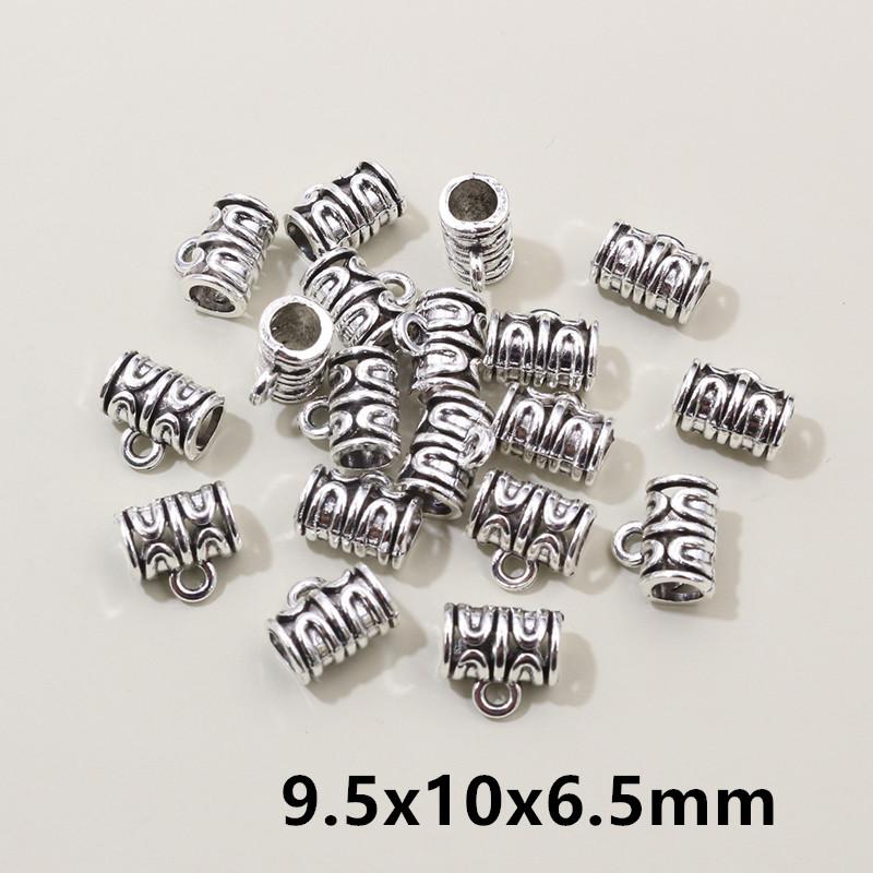 20pcs DIY Handmade Beads Tube Bails Pendants Jewelry Making DIY Necklace Antique Silver Color Bails Pendant Charm Connector