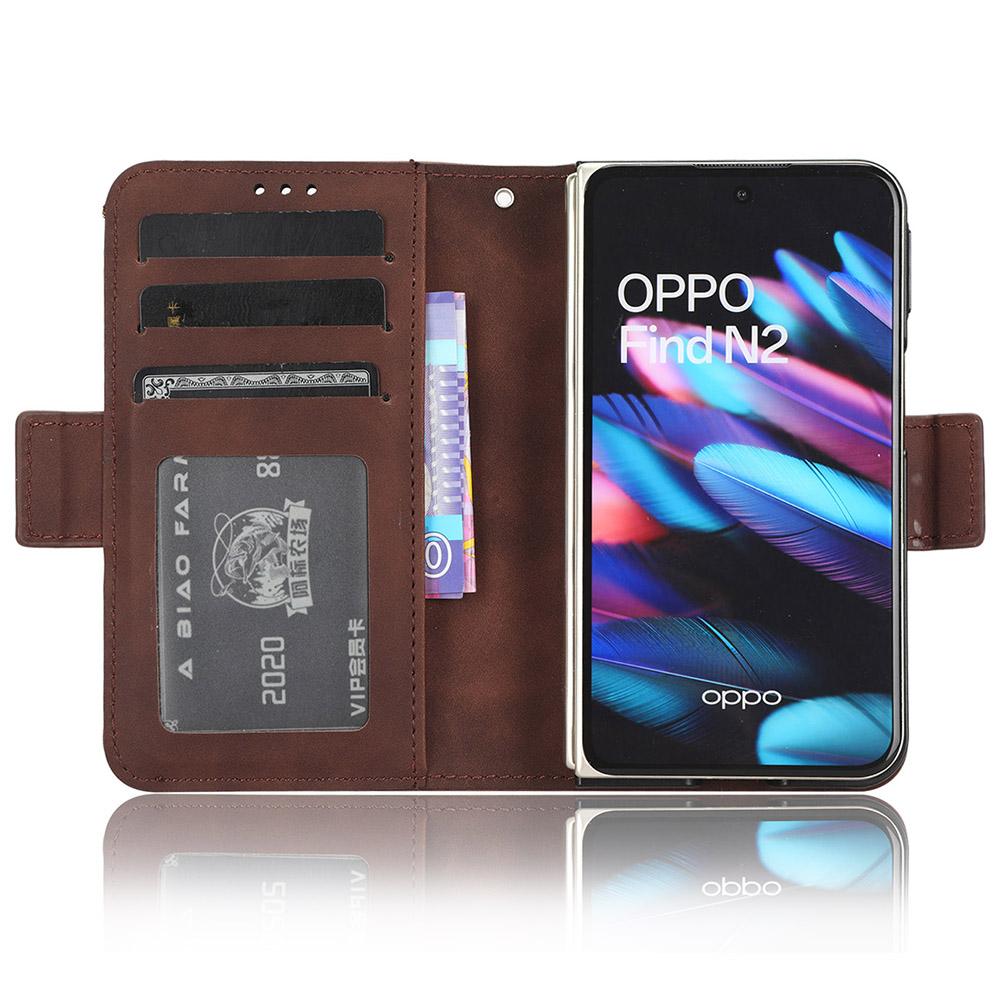 Für Oppo Find N2 5G Mehrere Kartenfächer Flip Ständer Hülle Stoßfest PU Leder Brieftasche Handyhülle