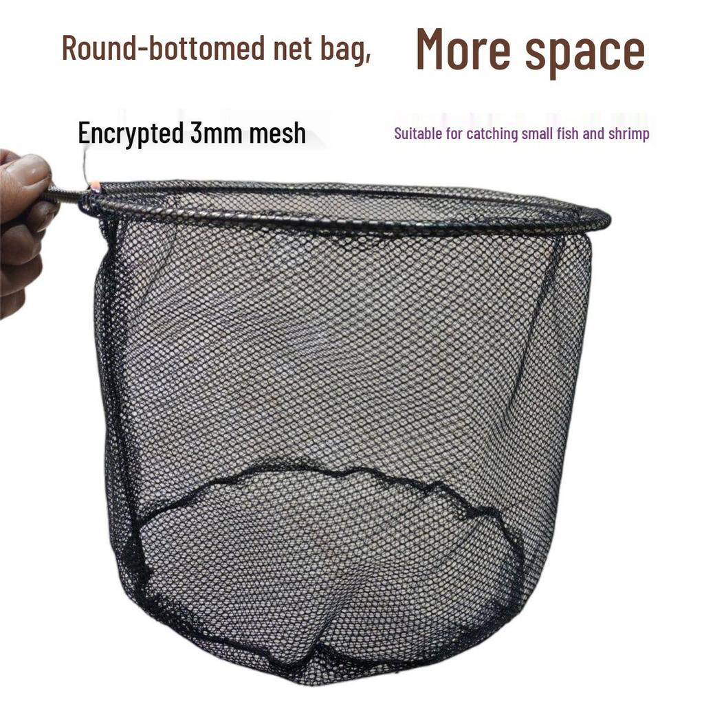 8mm Solid Stainless Steel Fishing Net Head - Sturdy, Durable, Deepened Dense Net for Small Fish and Shrimp