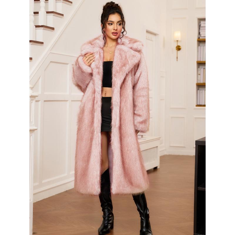 Women`s Faux Fur Coat Luxury Lapel