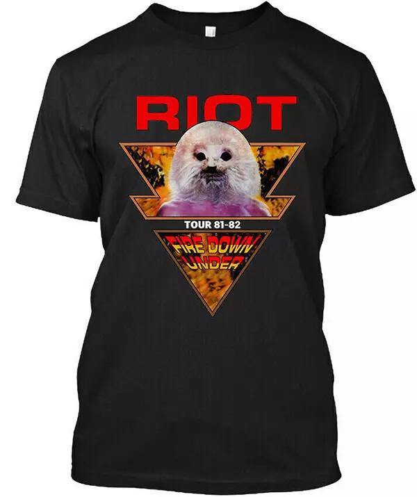 NWT Riot V Fire Down Under Tour 81-82 American Heavy Metal T-Shirt Size S-5XL... Unisex T-Shirt S