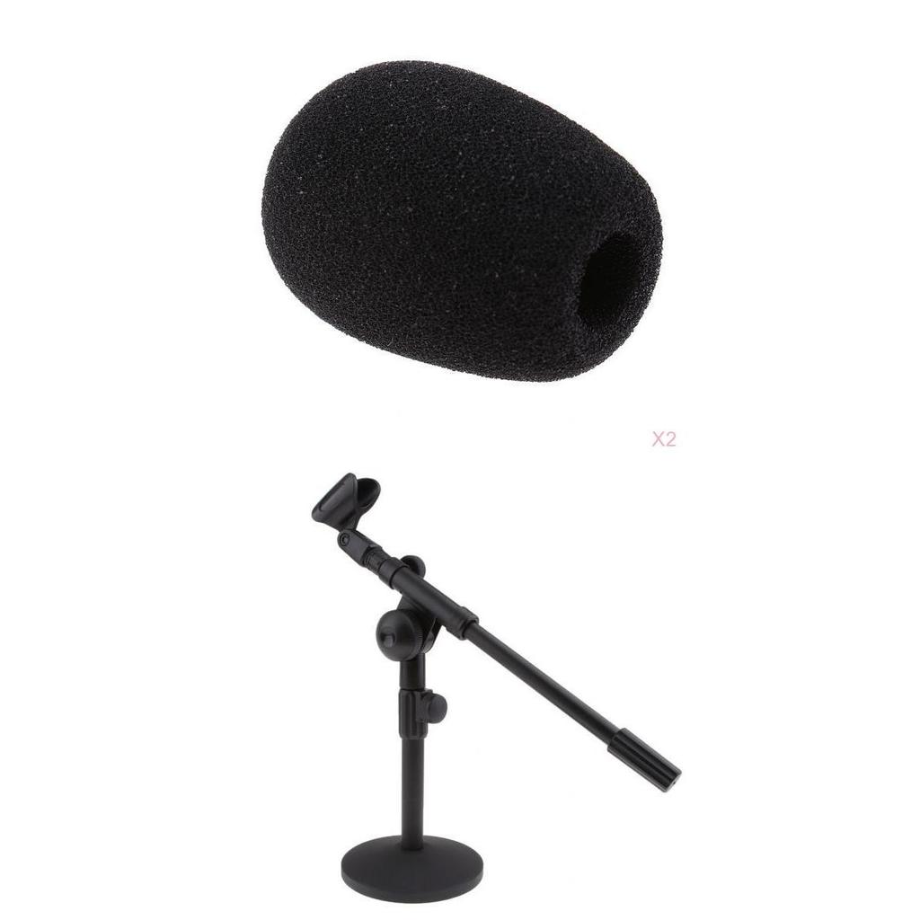 Foldable Desktop Tabletop Microphone Mic Stand Solid Base W/ 2 Sponge Cover
