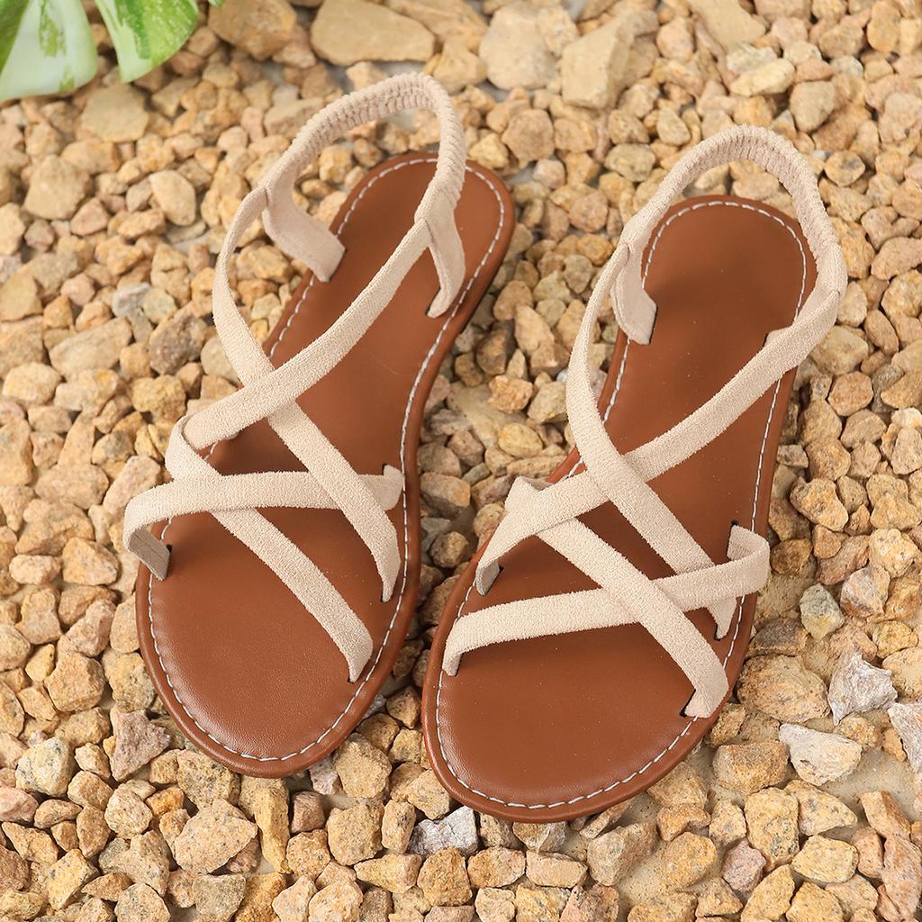 Women Trend Flat Heel Sandals 2024 Summer New Women Summer Casual Shoes Big Size Lightweight Anti-slip Slip on Sandals