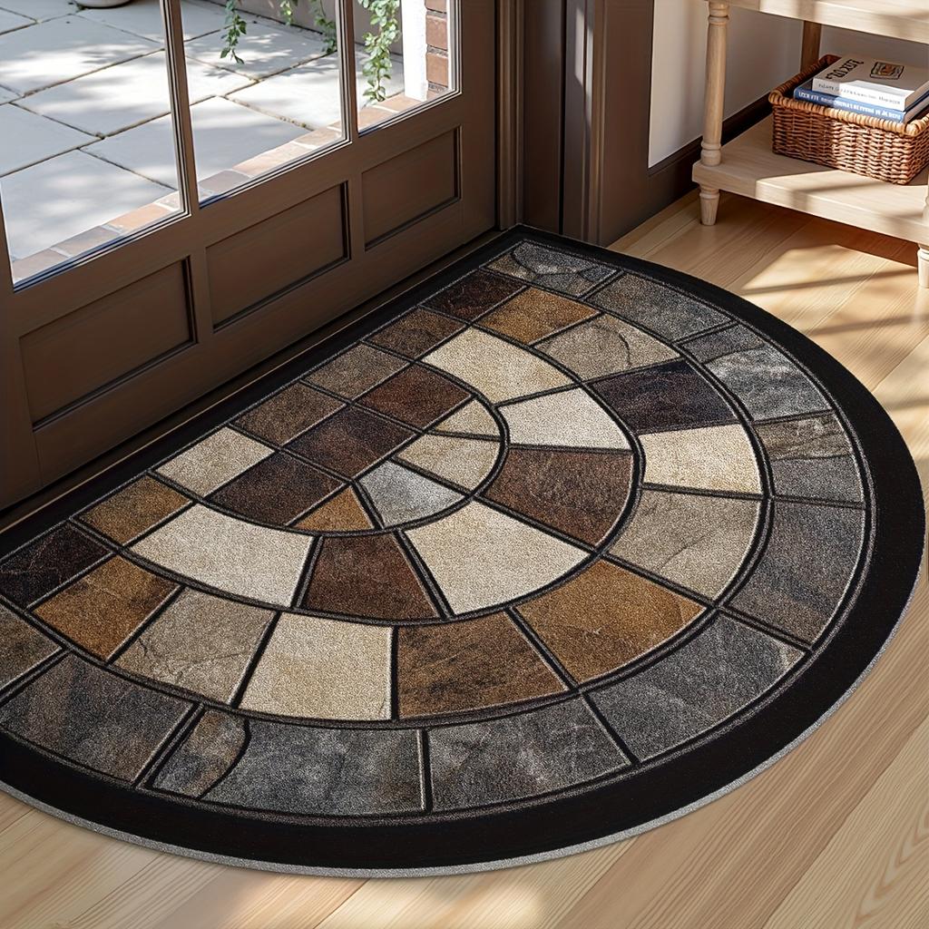 Vintage Style Semi-Circular Carpet Soft Non-Slip Decorative Mat 2D Print Aesthetic Rug for Front Door Patio Decor