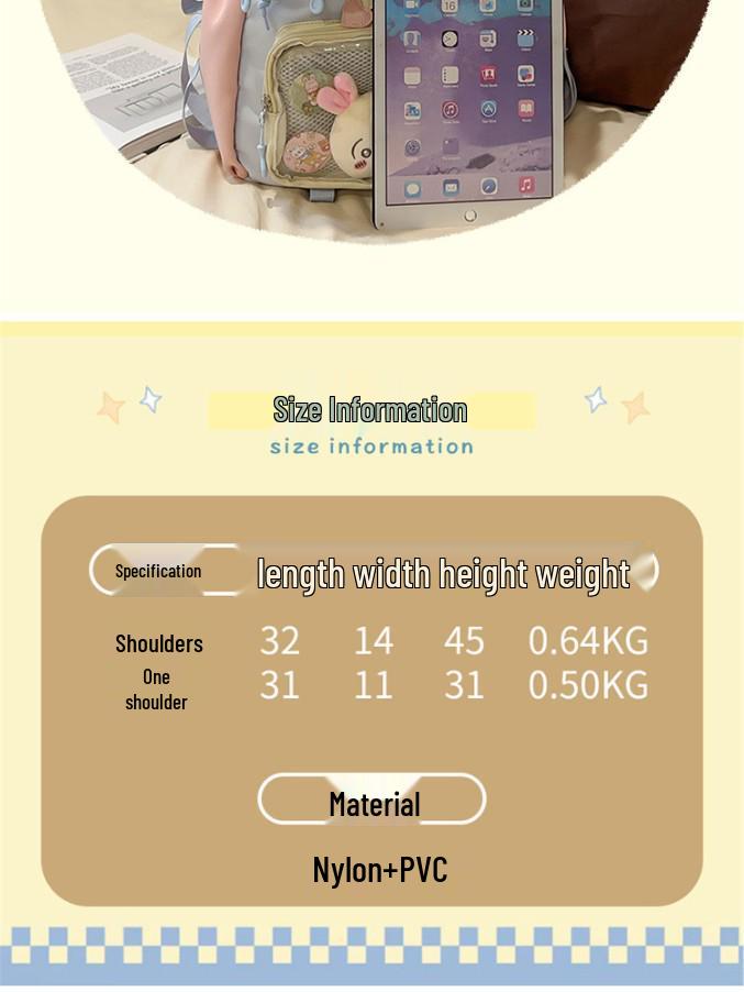 Lightweight Double-Shoulder Ita Bag for Girls, Students & Large-Capacity Carrying