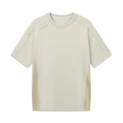 Li-Ning Outdoor CF T-Shirt With Waist Modification For A Slimming Effect Unisex Tops Coconut-Khaki ATSW757-2