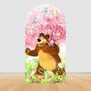 Children's Birthday Theme Party Decoration Arch Backdrop Cover Girl and Bear Birthday Background Decor Baby Shower Supplies