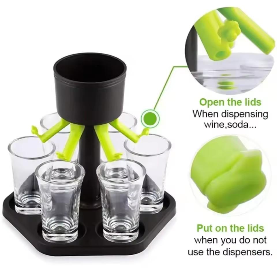 6 Shot Glass Games Dispenser Wine Whisky Beer Wine Liquor Dispenser Bar Accessories Party Games Drinking Tools Glass Dispenser