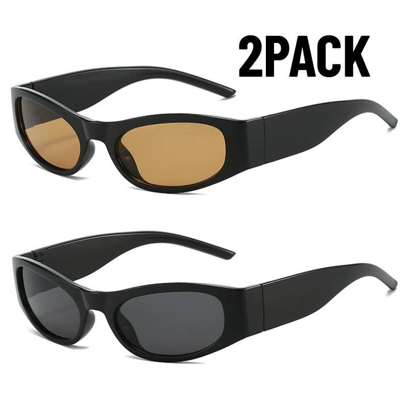 

1/2PACK Y2K Sunglasses Small Frame Unisex Futuristic Square Glasses Designer Brand Cycling Eyewear Trendy Personality