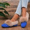 Fluffy Loafers with Decorative Buckles, Warm and Cozy for Winter, Easy Slip-On Flat Shoes for Women