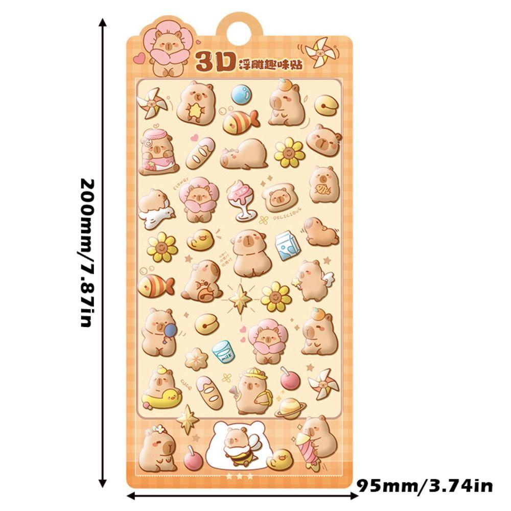 4pcs/Set Capybara 3D Drop Relief Sticker DIY Scrapbooking Journaling Crystal Stickers