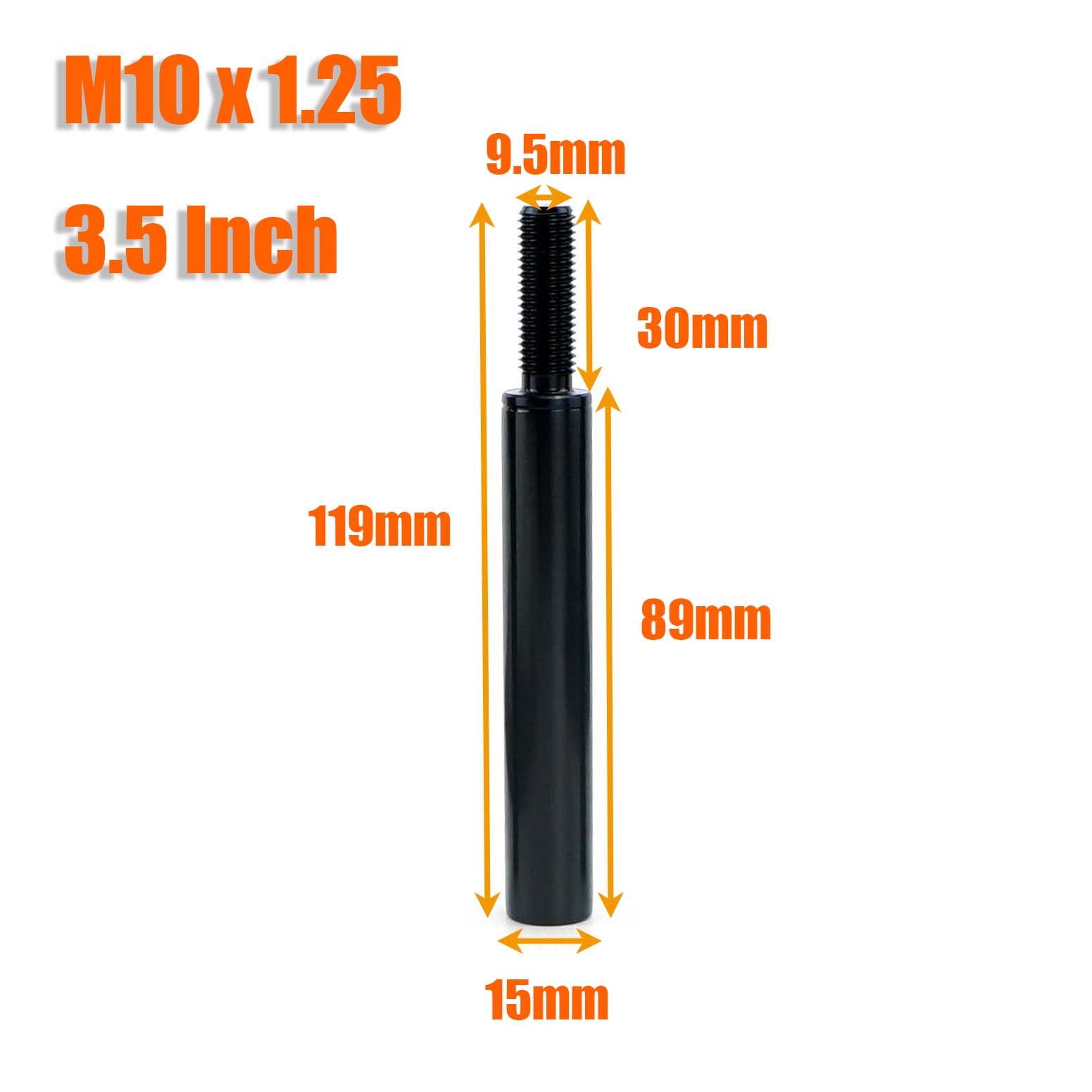 

M10X1.5 M10X1.25 M12X1.25 Car Gear Shift Knob Extender Extension Lever 2 3 3.5 4 Black Universal