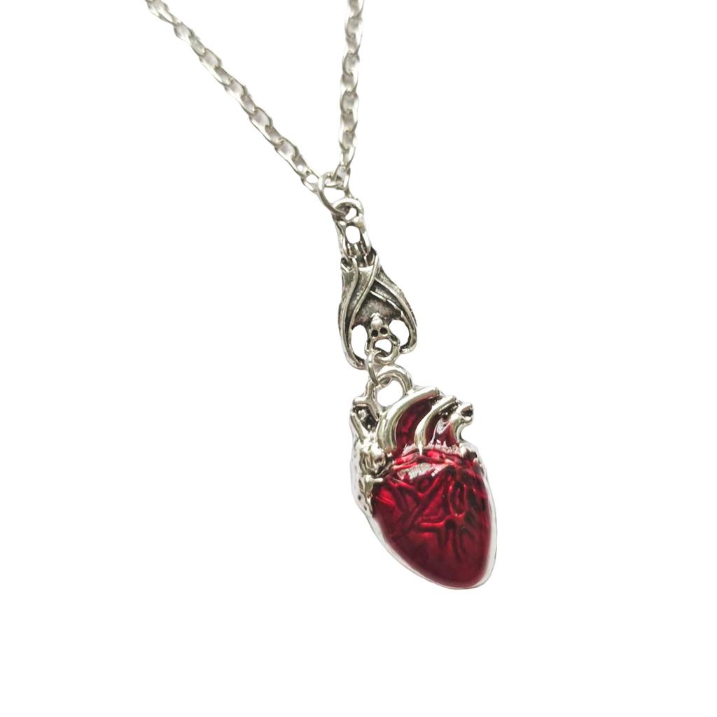 Anatomy Heart Necklace with Elegant Crystals for Trendy Women Seek Unique and Passionate Gothic Jewelry Accessories