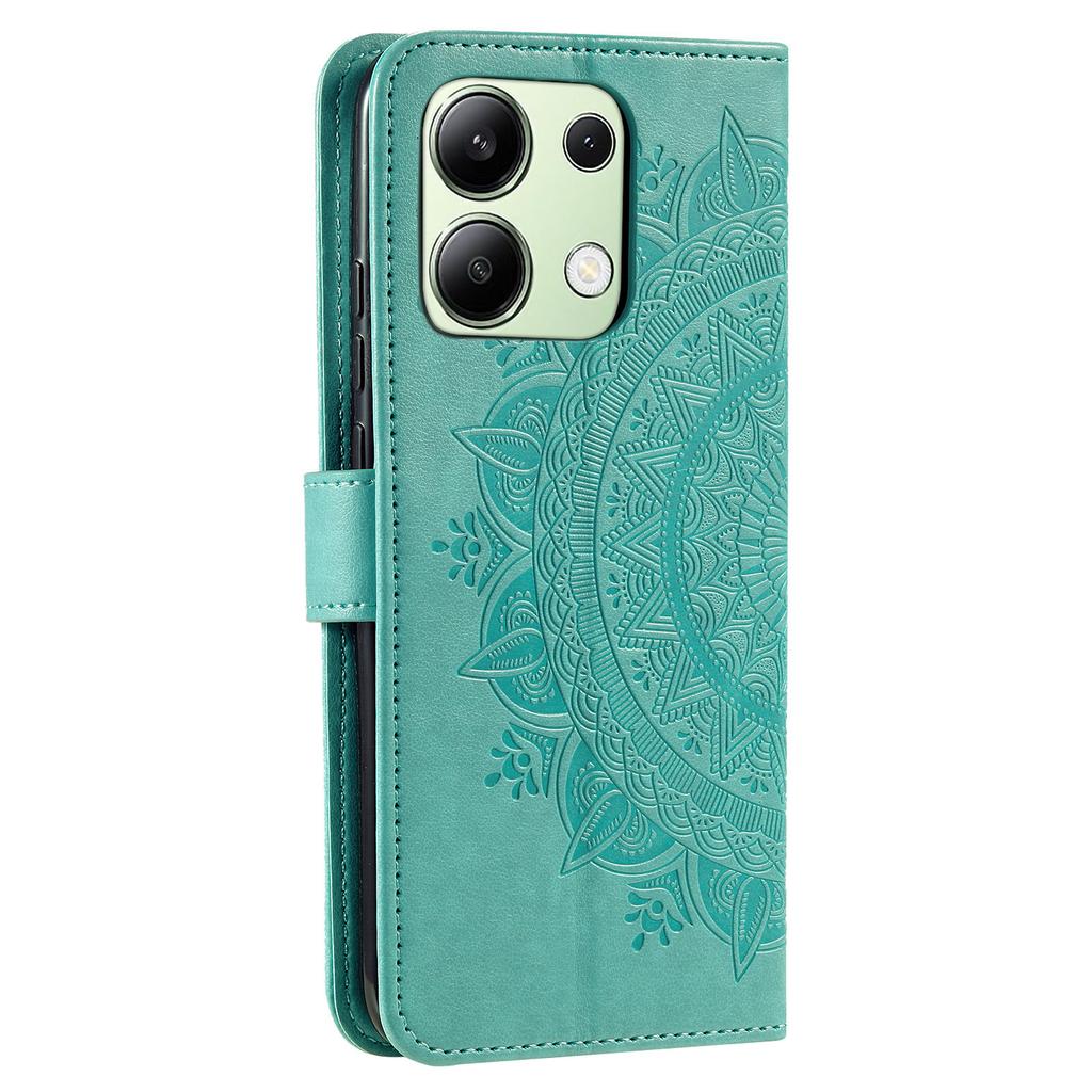 Für Xiaomi Redmi Note 13 4G PU Leder Handyhülle Geprägtes Mandala Blume Ständer Brieftasche Cover