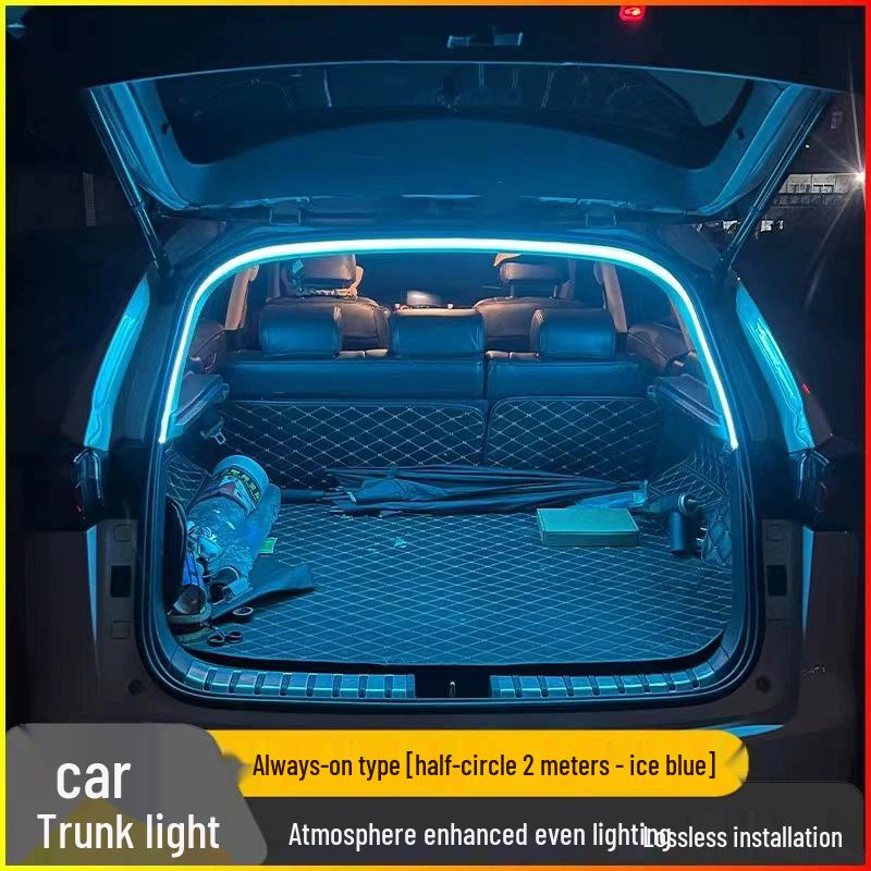 Car Trunk Ambient LED Light Strip: No Wiring, Automatic Induction Tail Box Decoration.