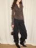 Su Bo Austrian Modal Wool Blend V-neck Ruffled Slimming Long-sleeved Top