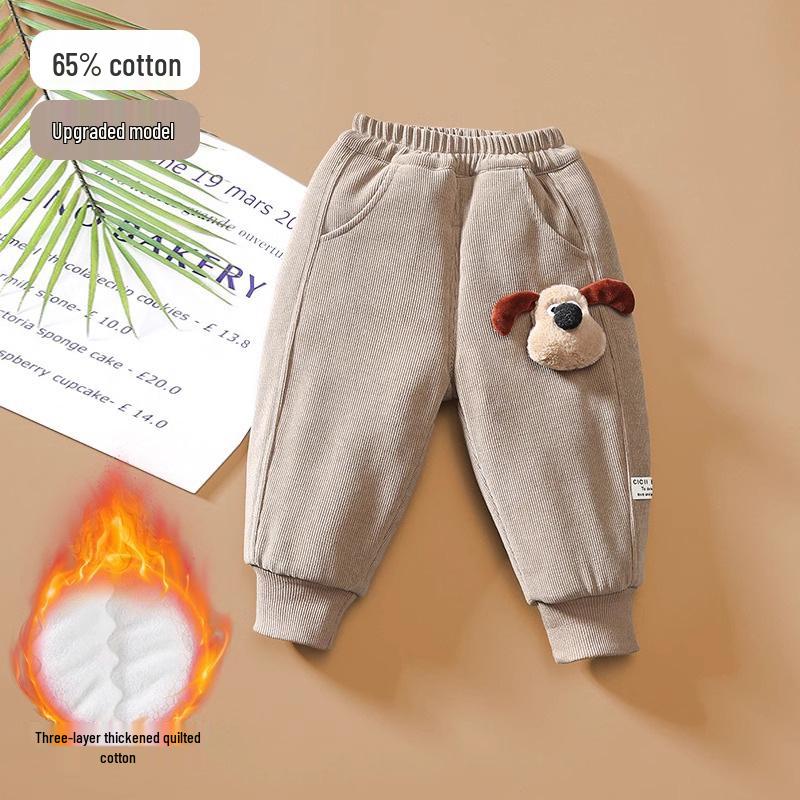 Jingqi Baumwoll-Sweathose mit Fleecefutter für Kinder: Warme Winterhosen für Jungen und Mädchen